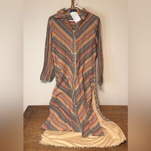 Striped Button-Down Duster